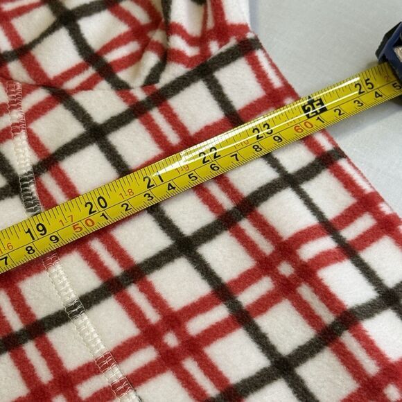 Lands End Womans Fleece Plus Size 18 Hoodie Red White Plaid 1/4 Zip Pullover # - Picture 10 of 10
